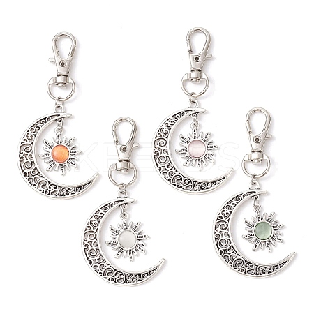 4Pcs Moon & Sun Alloy Pendant Decorations HJEW-JM01596-1