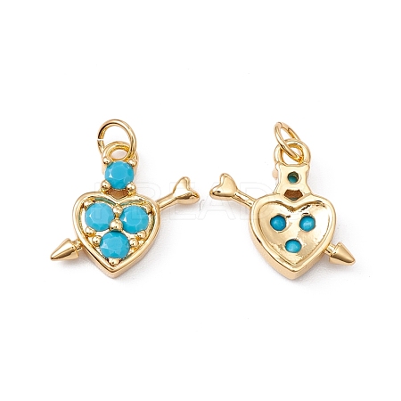 Rack Plating Brass Micro Pave Deep Sky Blue Cubic Zirconia Pendants ZIRC-C040-40G-1