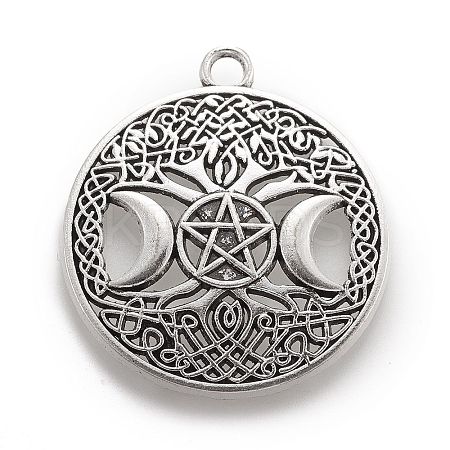 Tibetan Style Hollow Alloy Pendants LS-TIBEP-F075-01AS-RS-1