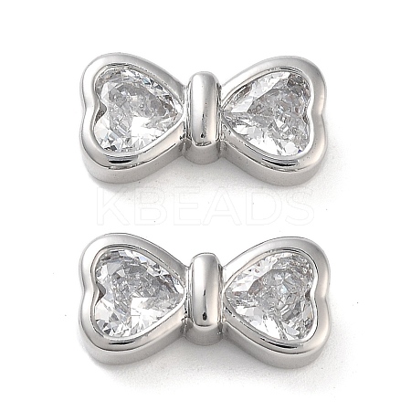 Brass with Clear Cubic Zirconia Beads KK-B102-38P-1