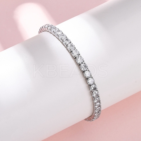 304 Stainless Steel with Clear Cubic Zirconia Link Chain Bracelets for Women BJEW-G754-02P-1