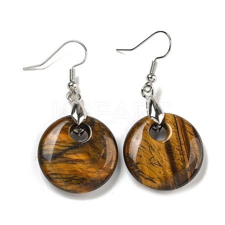 Rack Plating Brass Flat Round Dangle Earrings for Women EJEW-B064-01P-07-1