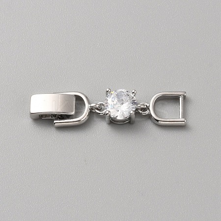 Extender Clasps Brass Cubic Zirconia Fold Over Extension Clasps Golden and Platinum Watch Band Extension Clasps  KK-WH20004-02B-P-1