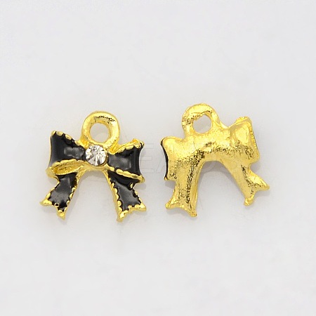 Golden Tone Alloy Rhinestone Enamel Pendants ENAM-J458-06G-1
