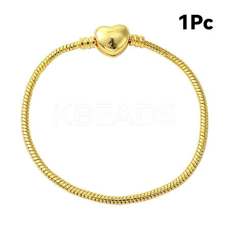 1Pc 3MM Brass European Style Round Snake Chain Bracelets for Jewelry Making BJEW-YW0001-14G-1