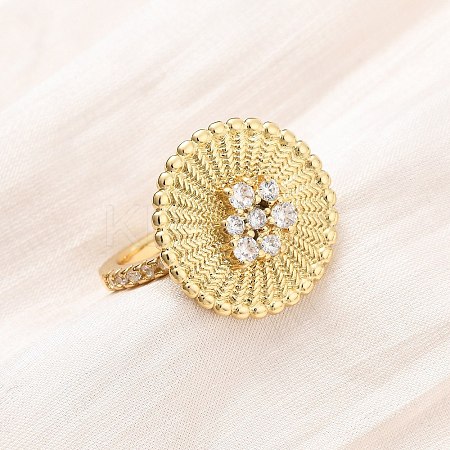 Adjustable Brass Micro Pave Cubic Zirconia Cuff Rings for Women RJEW-B139-07G-01-1