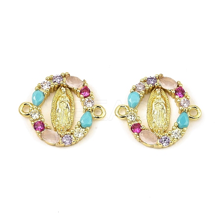 Brass Cubic Zirconia Connector Charms KK-K346-14G-1