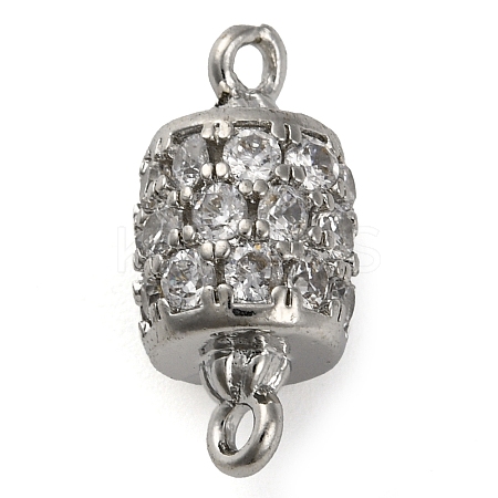 Brass Micro Pave Clear Cubic Zirconia Hollow Column Connector Charms KK-A230-05F-P-1