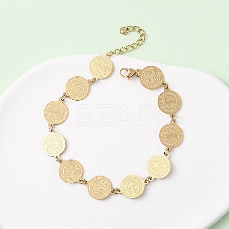 Religion 304 Stainless Steel Link Chain Bracelets for Women LS-BJEW-F524-01G-1