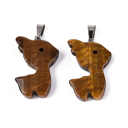 Natural Tiger Eye Pendants G-T144-11G-1