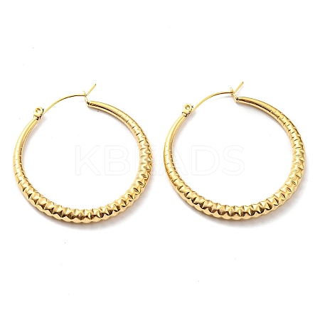 304 Stainless Steel Grooved Hoop Earrings EJEW-B023-18G-1