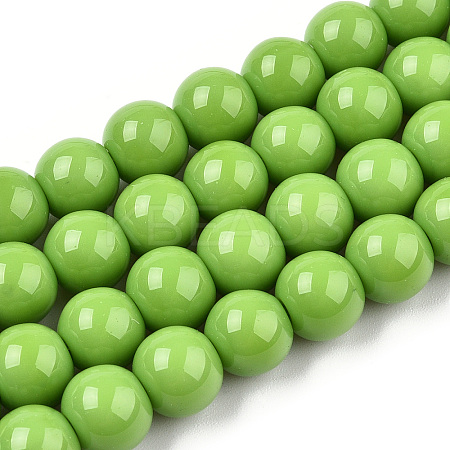 Opaque Solid Color Glass Beads Strands X-GLAA-T032-P8mm-06-1