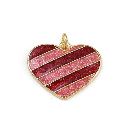 Valentine's Day Brass Red Enamel Pendants KK-D424-30C-G-1