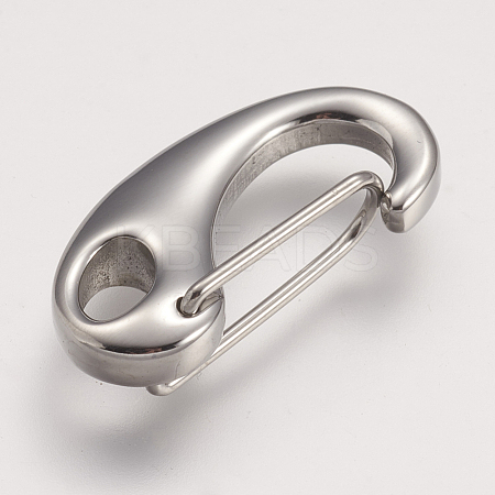 Non-Tarnish 304 Stainless Steel Push Gate Snap Keychain Clasp Findings STAS-F083-04P-01-1