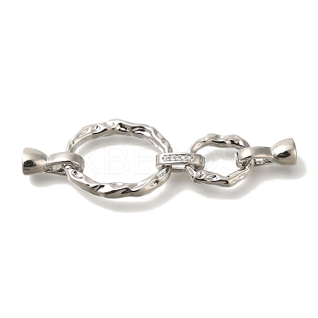 Brass Micro Pave Clear Cubic Zirconia Fold Over Clasps KK-K389-112P-1