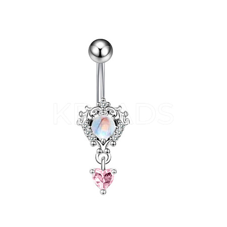 316L Surgical Stainless Steel Pave Cubic Zirconia Curved Barbell Bell Rings WG68FB4-01-1