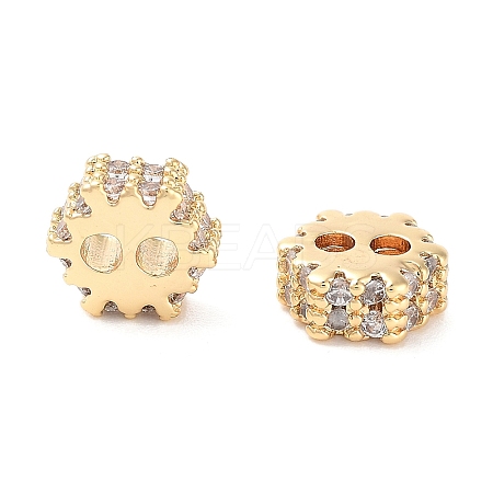 Brass Clear Cubic Zirconia Beads KK-B102-39G-1