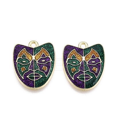 Carnival/Mardi Gras Theme Alloy Enamel & Glitter Powder Pendants ENAM-T020-53E-RS-1