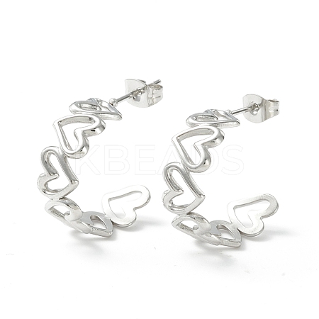 Non-Tarnish 304 Stainless Steel C-shape Stud Earrings EJEW-P197-01P-1