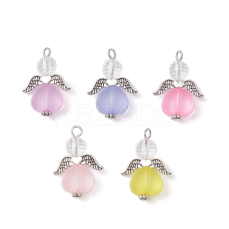 Transparent Acrylic Angel Pendants PALLOY-JF04095-02-1