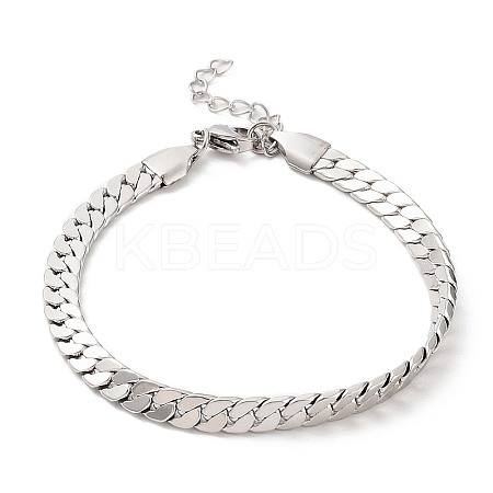 Non-Tarnish 304 Stainless Steel Curb Chain Bracelet BJEW-K226-01B-P-1