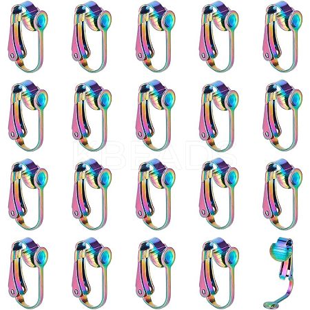20Pcs Ion Plating(IP) 304 Stainless Steel Clip-on Earring Findings STAS-AR0002-53RC-1