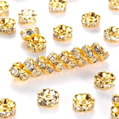 Brass Rhinestone Spacer Beads RB-A014-L5mm-01G-1
