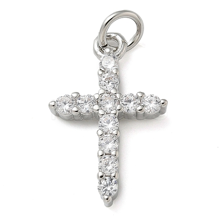 Rack Plating Brass Micro Pave Cubic Zirconia Pendants KK-K392-17C-P-1