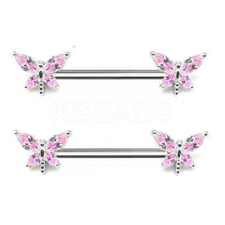 Brass Cubic Zirconia Dragonfly Nipple Rings WG71E21-02-1
