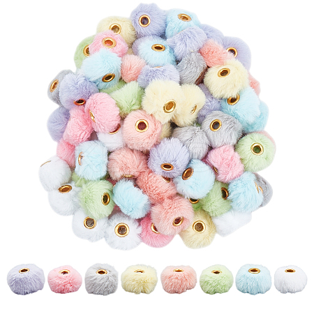 80Pcs 8 Colors Imitation Rabbit Hair European Beads FIND-PH0027-68B-1