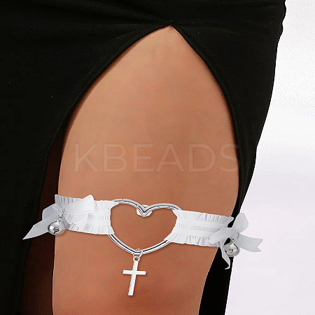 1Pc Heart Elastic Fibre Strappy Leg Chains AJEW-LP0006-47B-1
