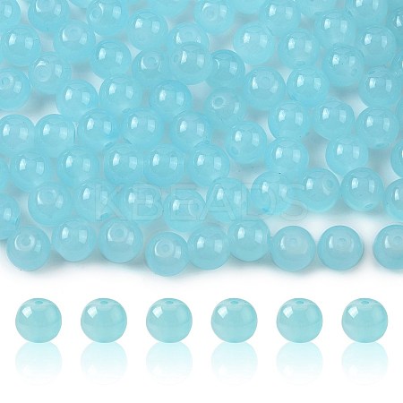 2 Strands Baking Paint Imitation Jade Glass Round Bead Strands DGLA-FS0001-20C-1