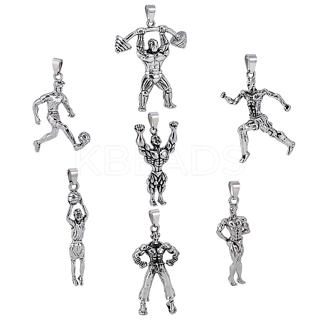 7Pcs 7 Styles Tibetan Style Alloy Pendants TIBE-PH0002-42-1