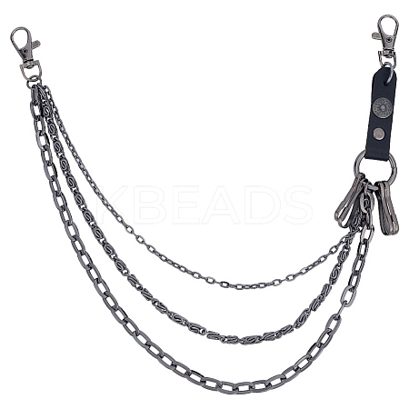 1Pc Alloy 3 Layer Chain Belts for Pants AJEW-GF0011-93C-1