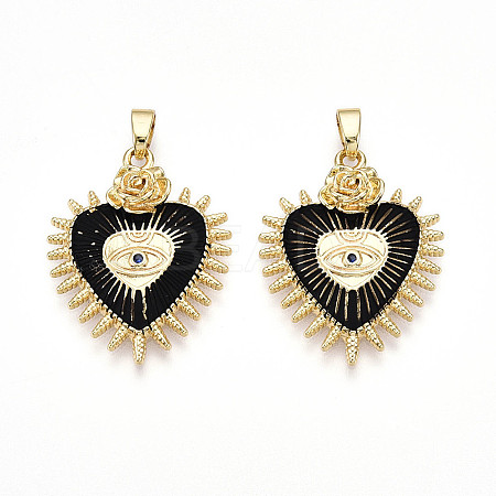 Brass Micro Pave Cubic Zirconia Pendants KK-N257-01B-G-1
