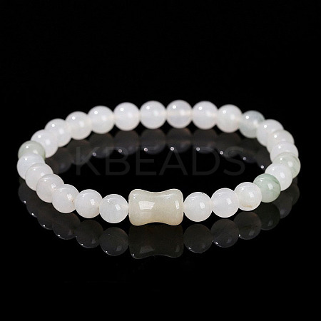 Natural Jade Round Beads Stretch Bracelets WG583E5-12-1