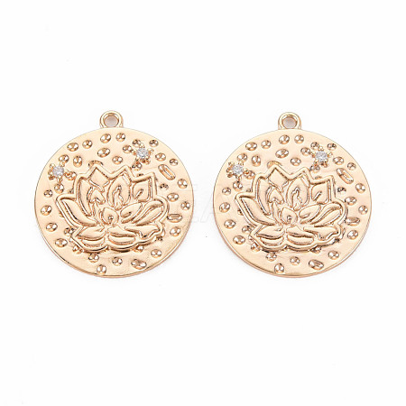Brass Micro Pave Clear Cubic Zirconia Pendants KK-S364-168-1