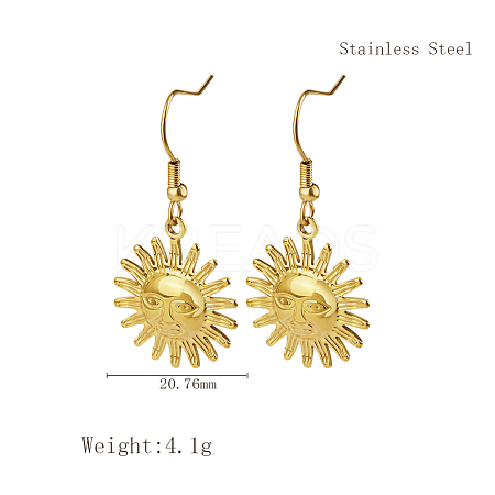 Stylish 304 Stainless Steel Sun Dangle Earrings for Women NI1650-4-1
