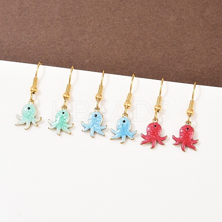 Ocean Series 304 Stainless Steel Enamel Dangle Earrings LS-EJEW-K017-01D-G-1