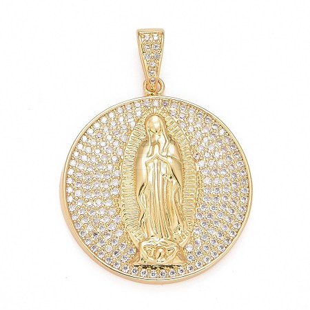 Rack Plating Brass Micro Pave Clear Cubic Zirconia Pendants KK-M229-01G-1