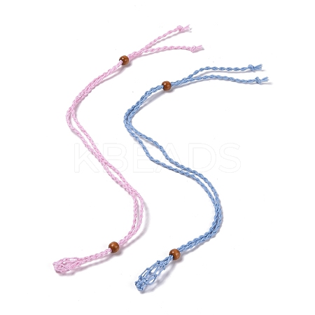 2 Colors 2PCS Adjustable Braided Waxed Cord Macrame Pouch Necklace Making MAK-PH0004-29-1