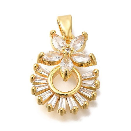 Brass Micro Pave Cubic Zirconia Pendants KK-B122-01B-G-1