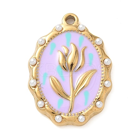 304 Stainless Steel Enamel Pendants STAS-H483-42G-01-1
