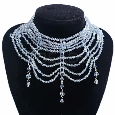 Bohemian Style Glass Multi Layered Choker Necklaces for Women FS-WG32393-05-1
