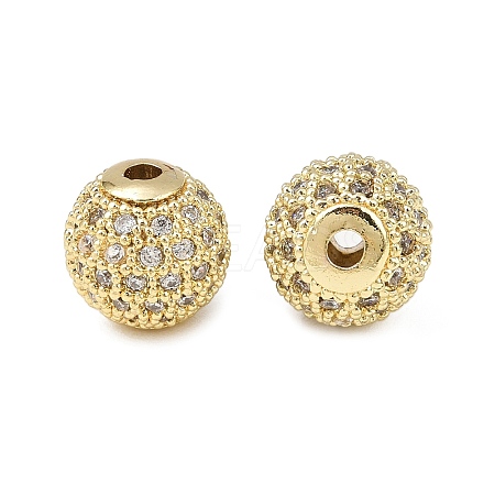Round Brass Micro Pave Cubic Zirconia Beads LS-ZIRC-N016-01G-10mm-1