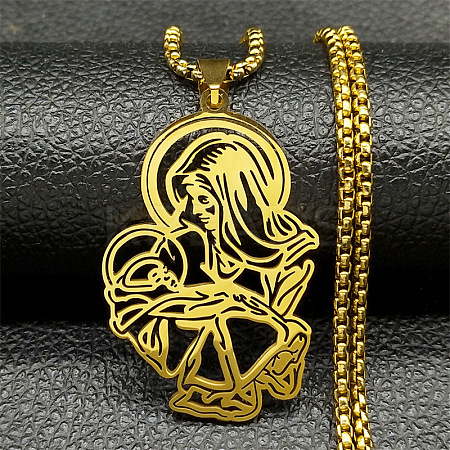 201 Stainless Steel Pendant Necklaces LS-NJEW-K283-09G-1