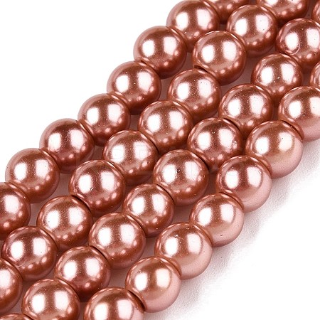 Baking Paint Pearlized Glass Pearl Round Bead Strands HY-Q003-6mm-50-A-1