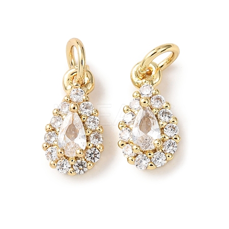 Brass Micro Pave Cubic Zirconia Charms RB-I077-15G-RS-1
