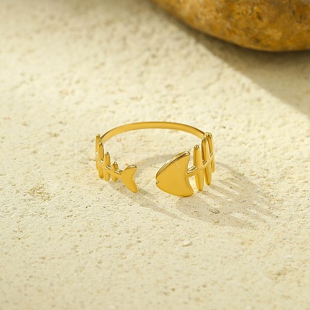 304 Stainless Steel Adjustable Open Cuff Rings for Women RJEW-Z089-04G-02-1