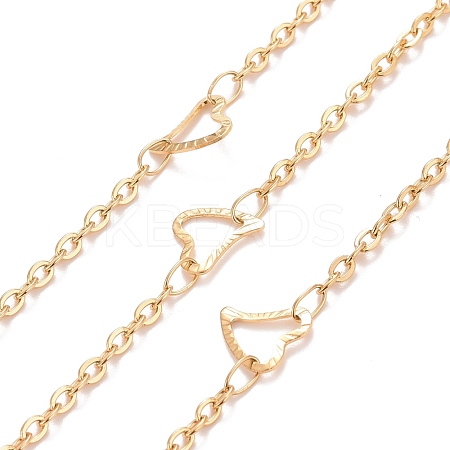 Vacuum Plating 304 Stainless Steel Heart Link Cable Chains CHS-E006-04G-1